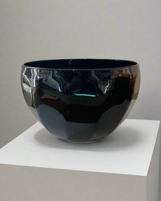 Black Fluted Glass Bowl