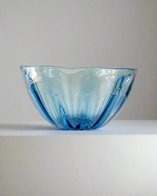 Light Blue Fluted Glass Bowl