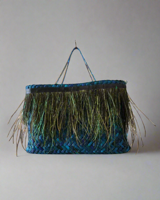 Kete Blue with Peacock Feathers