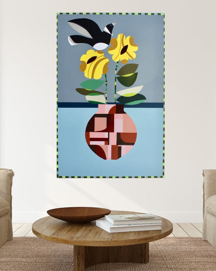 Still Life with Tui and Wildflowers