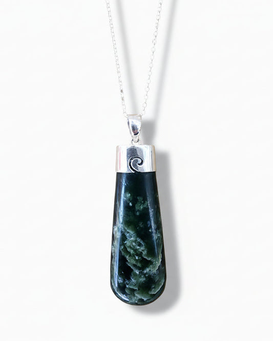 Pounamu Toki Set in Sterling Silver With Koru