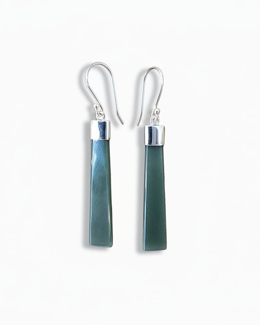 Pounamu Earrings Set in Sterling Silver