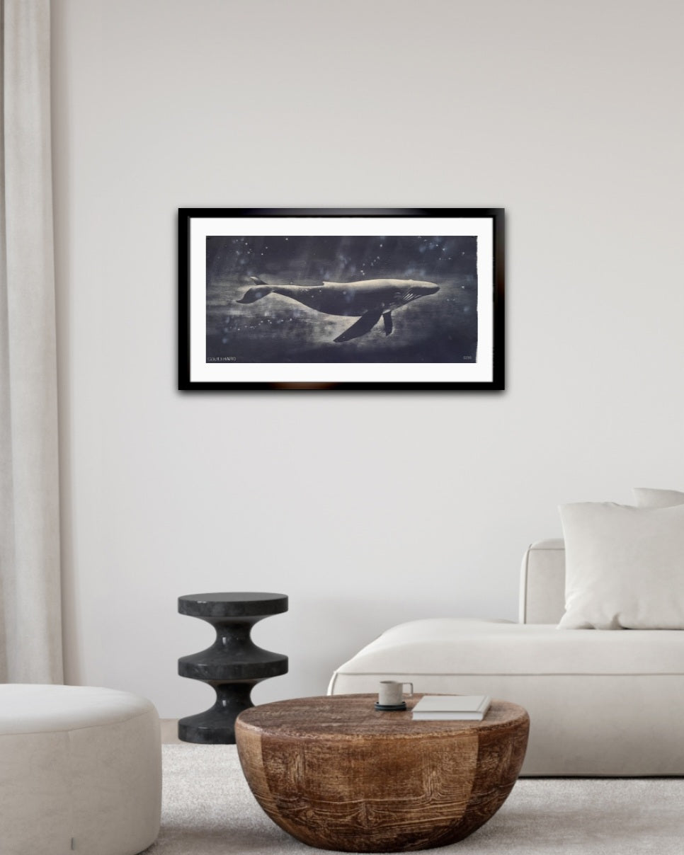 Humpback Whale In Navy On Canvas