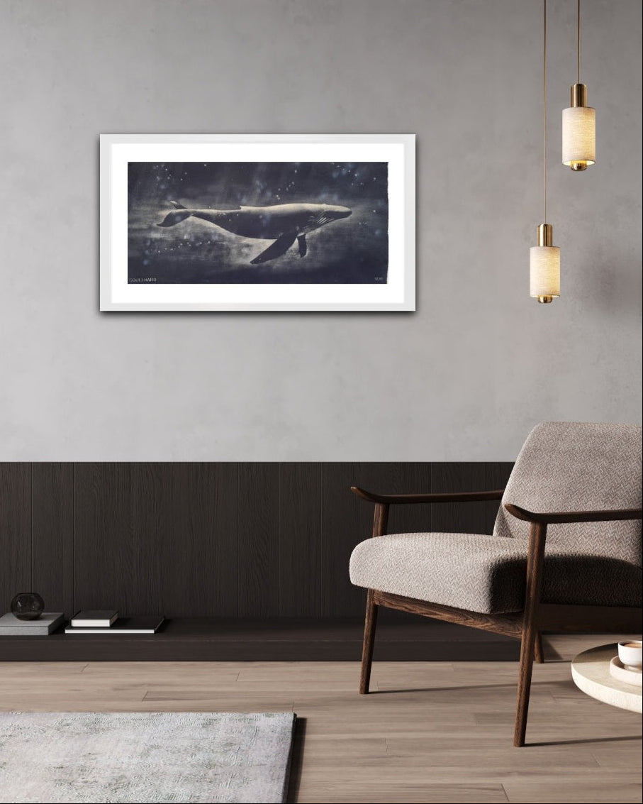 Humpback Whale In Navy On Canvas