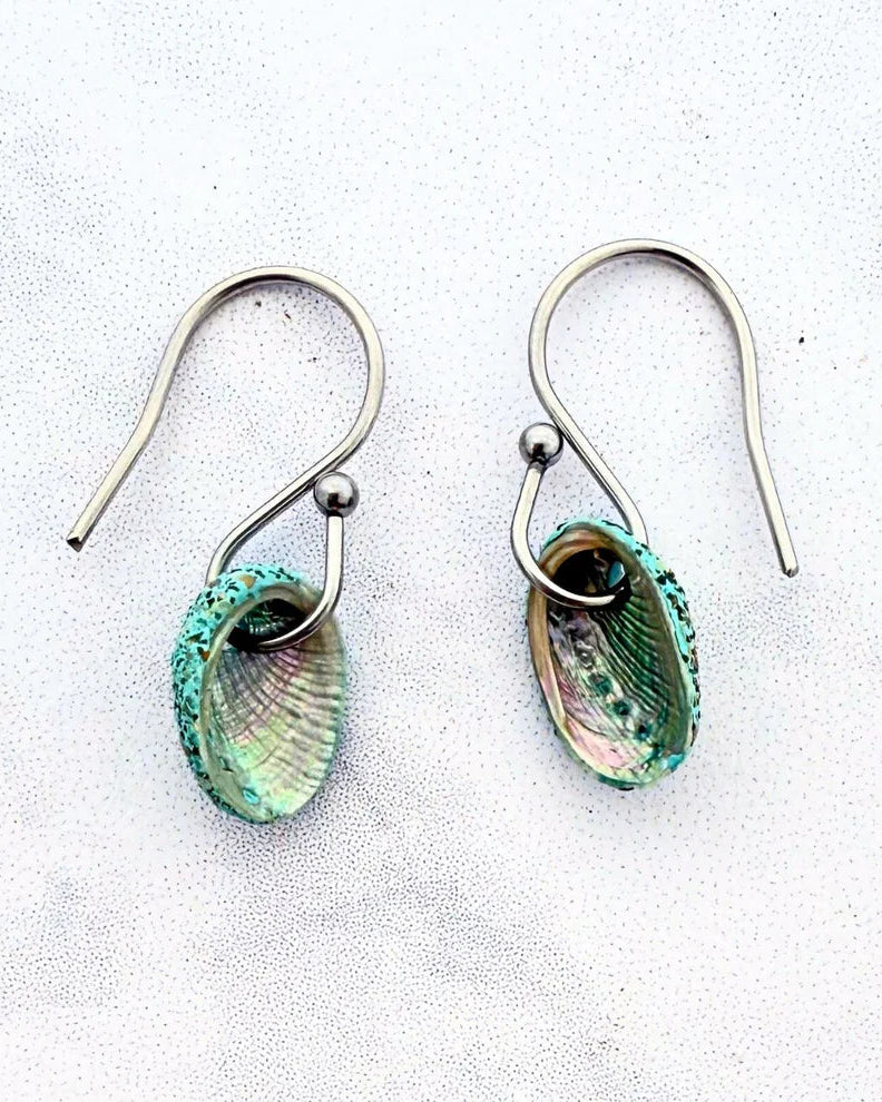 Tiny Farm Pāua Shell Hook Earrings