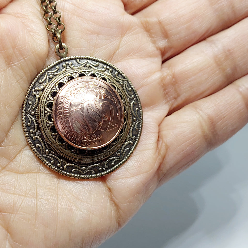 Re-minted Two Cent Stacked Circle Pendant
