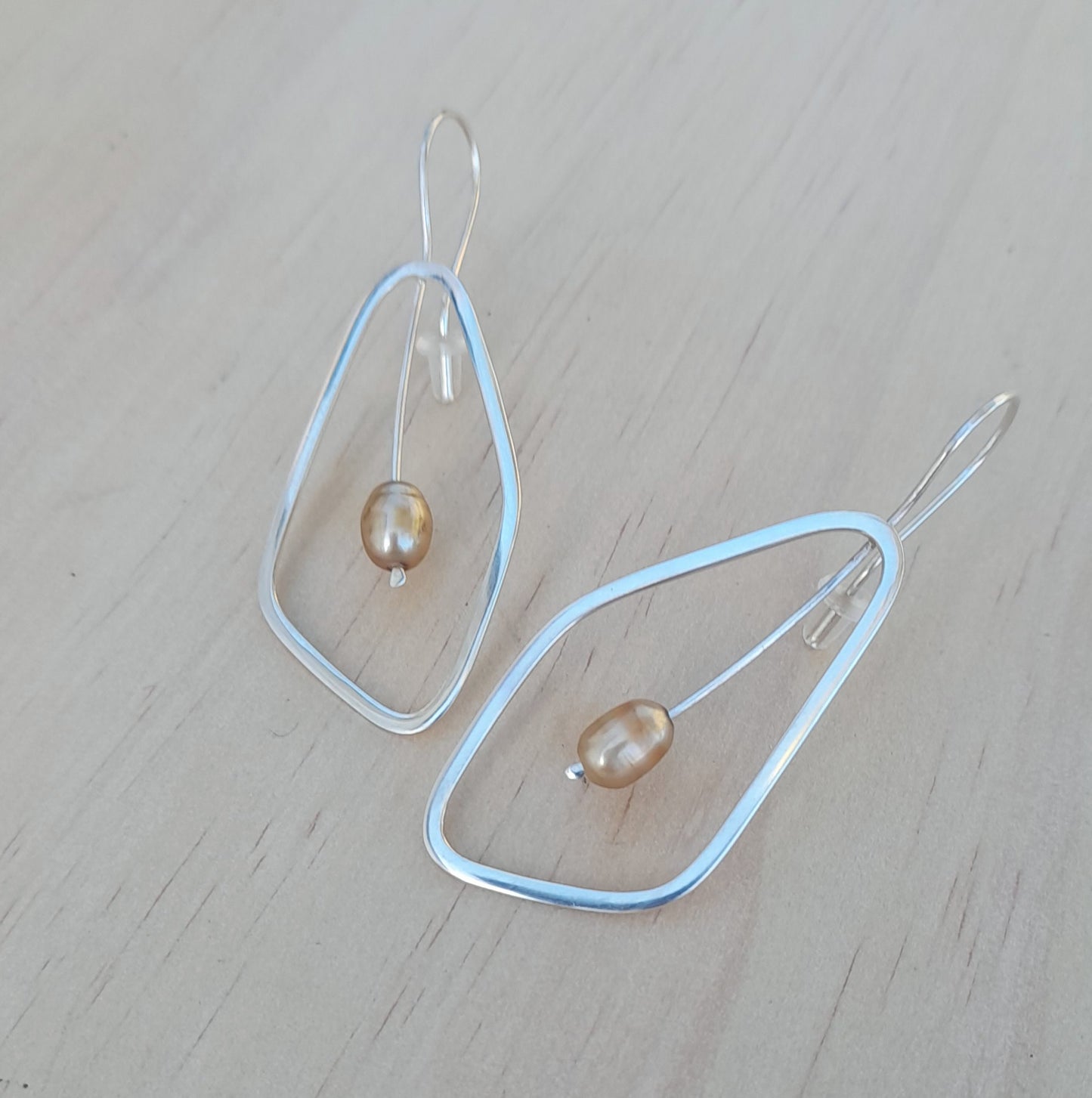 Sterling Silver Leaf Pearl Earrings