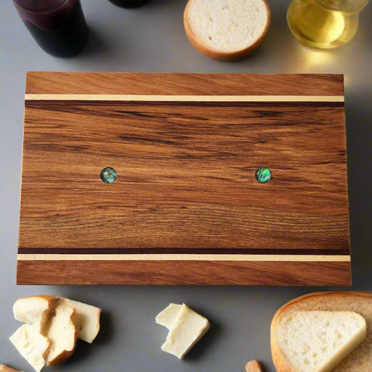 Wooden grazing board with paua 12