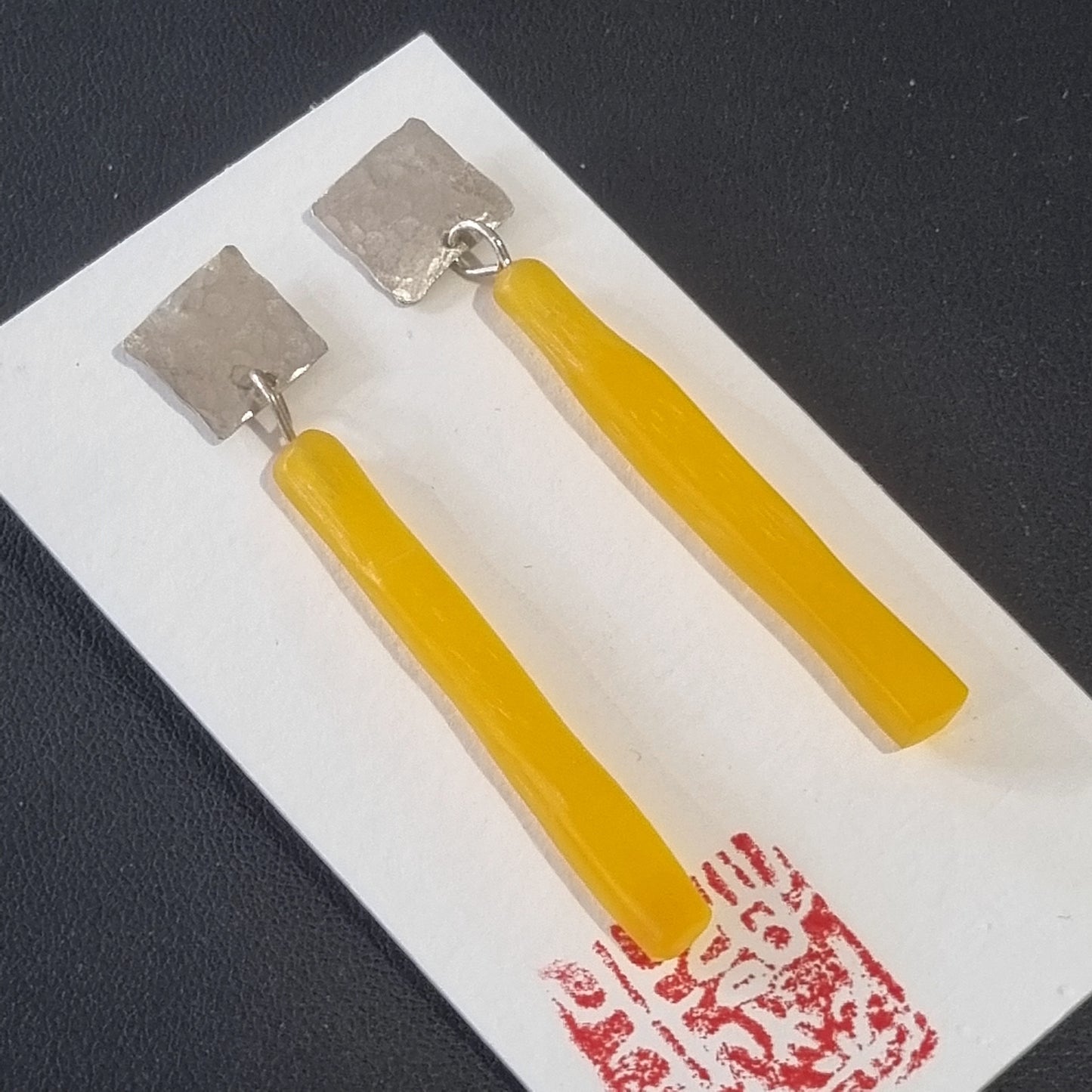 Tube Yellow Plexi Glass Earrings