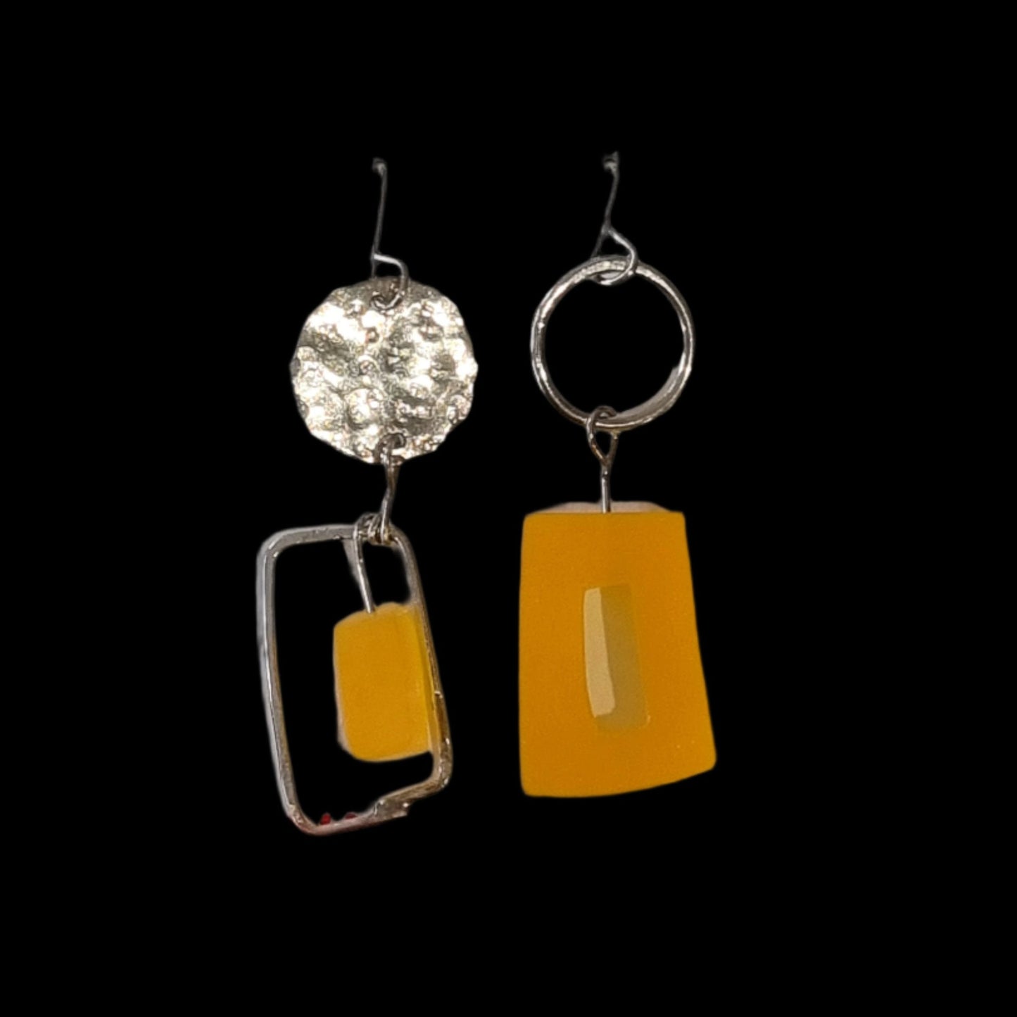 Square Yellow Plexi Glass Earrings