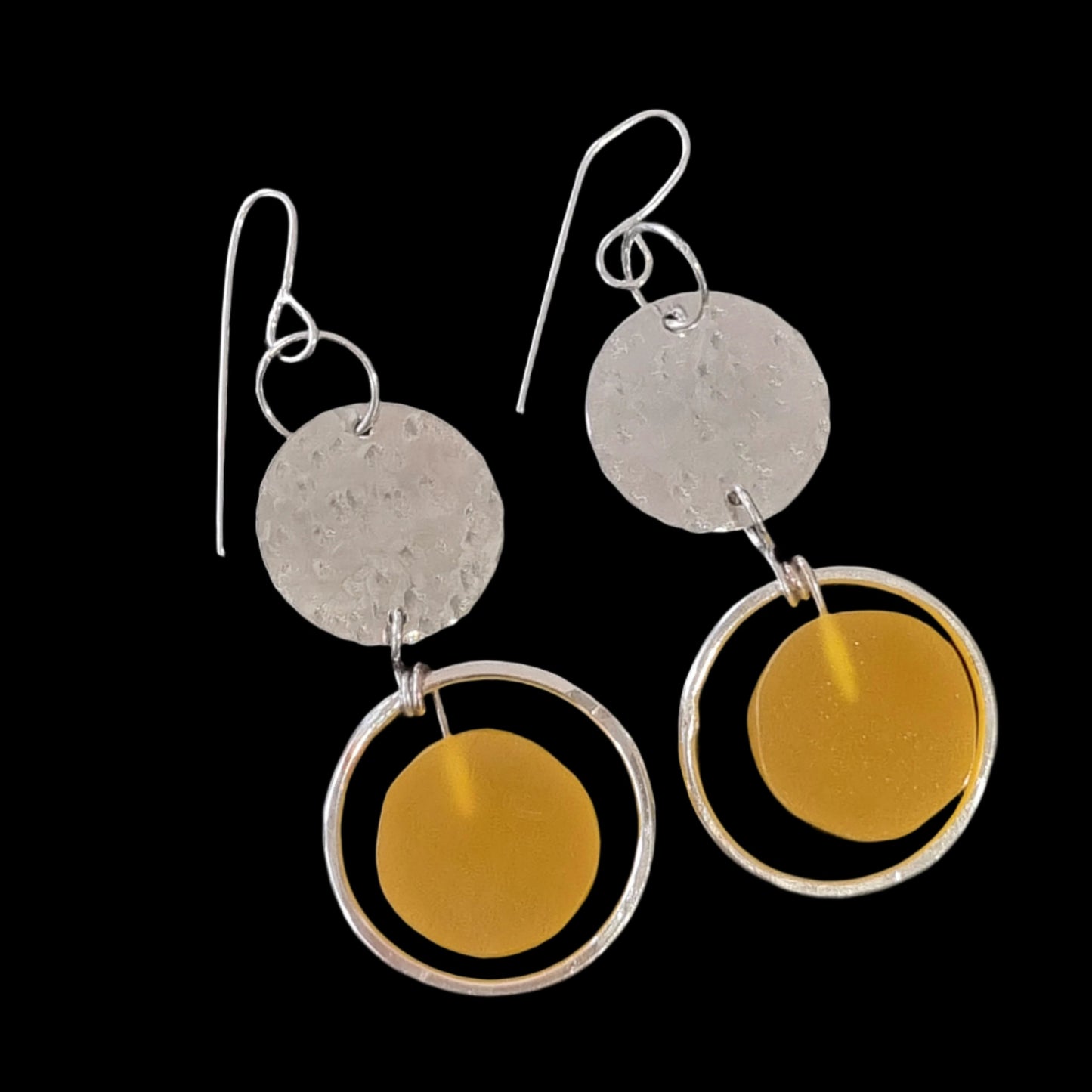 Disk Yellow Plexi Glass Earrings