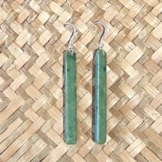 Pounamu Earrings - Mid Length Rectangle