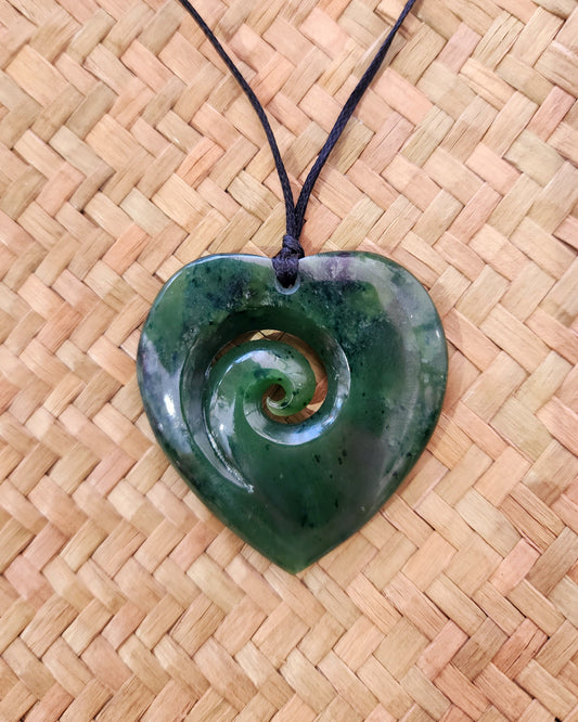 Heart with Koru - Pounamu