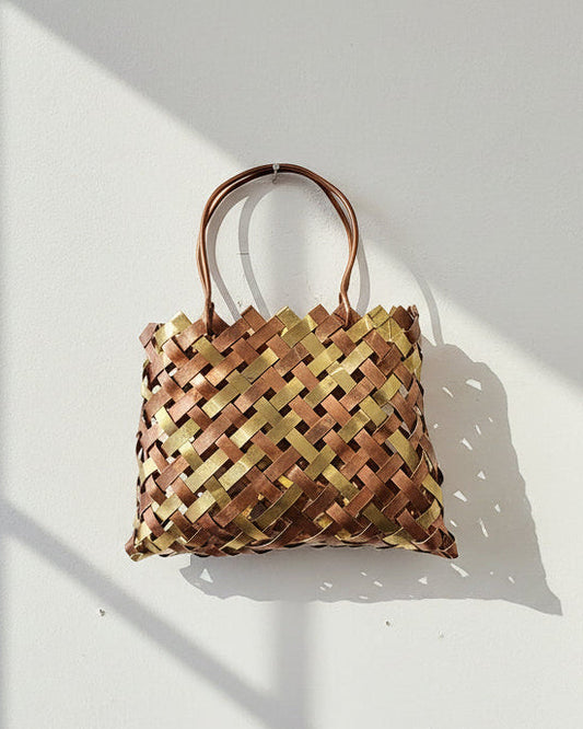 Woven Basket - Copper & Brass