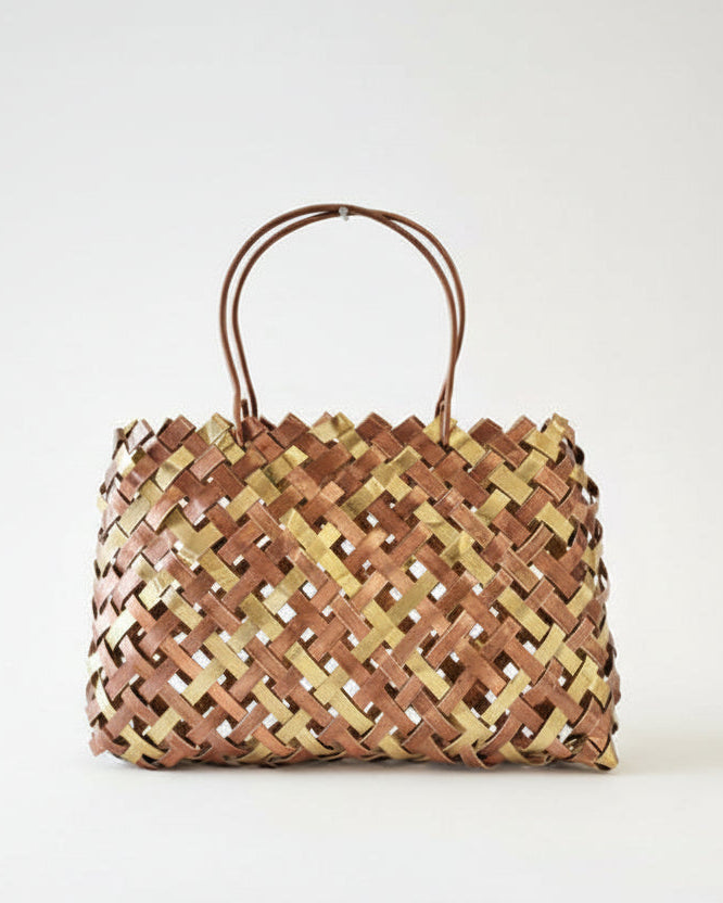 Woven Basket - Copper & Brass