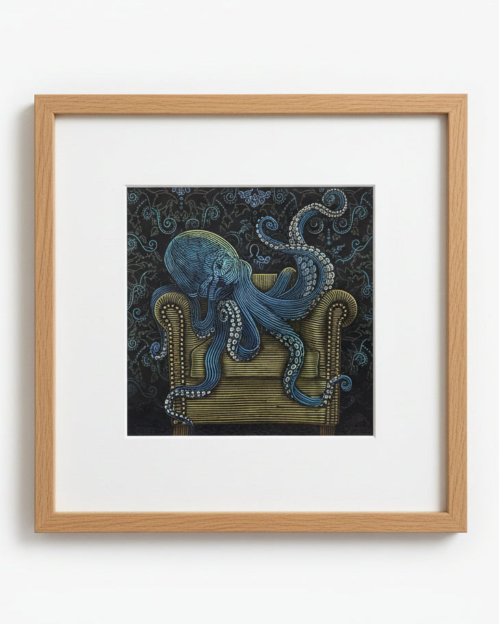 Armchair Blue Octopus Square Frame