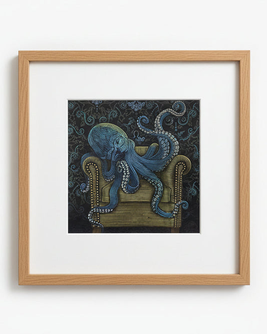 Armchair Blue Octopus Square Frame
