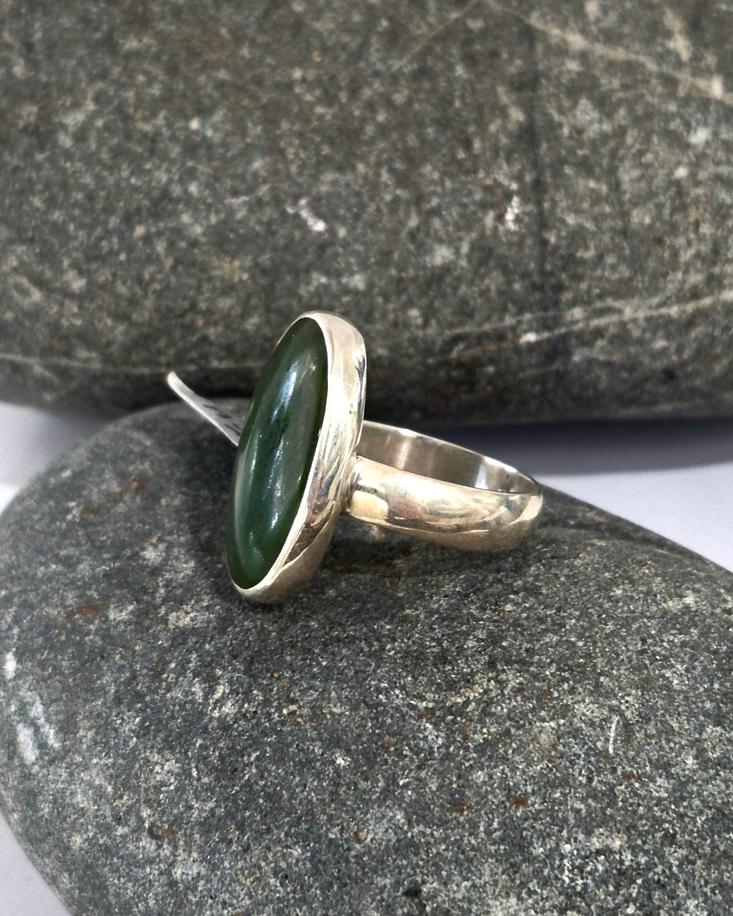 Pounamu Silver Oval Ring