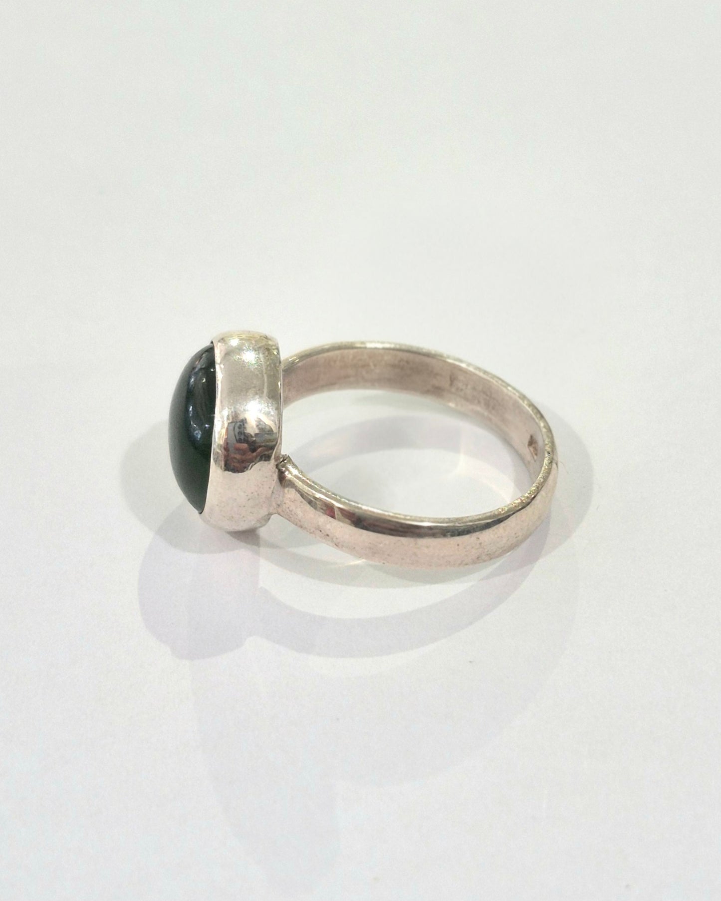 Pounamu Round Dome Silver Ring