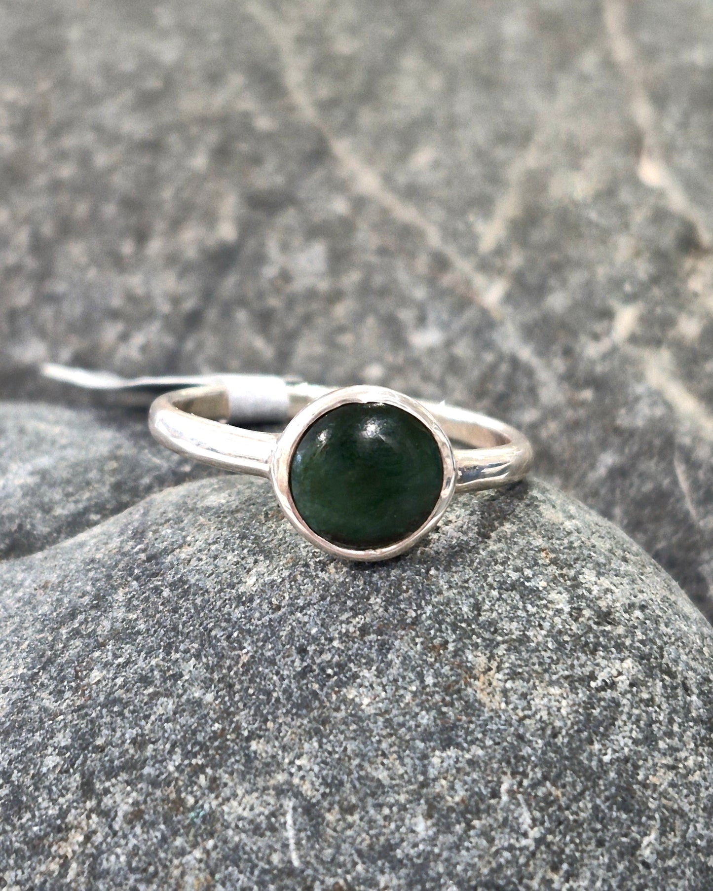 Pounamu Round Silver Ring