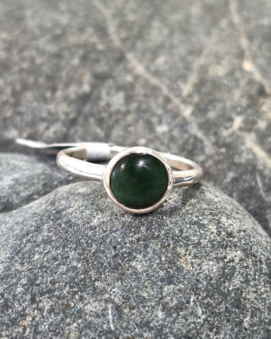 Pounamu Round Silver Ring