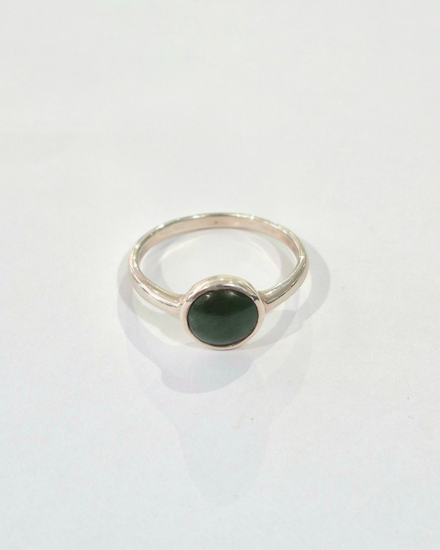 Pounamu Round Silver Ring