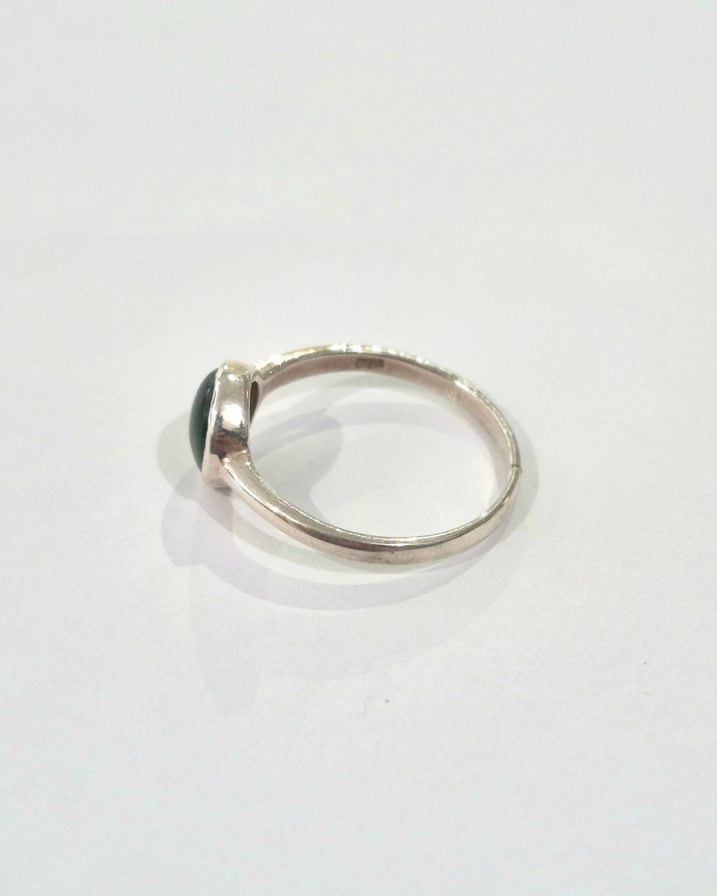 Pounamu Round Silver Ring