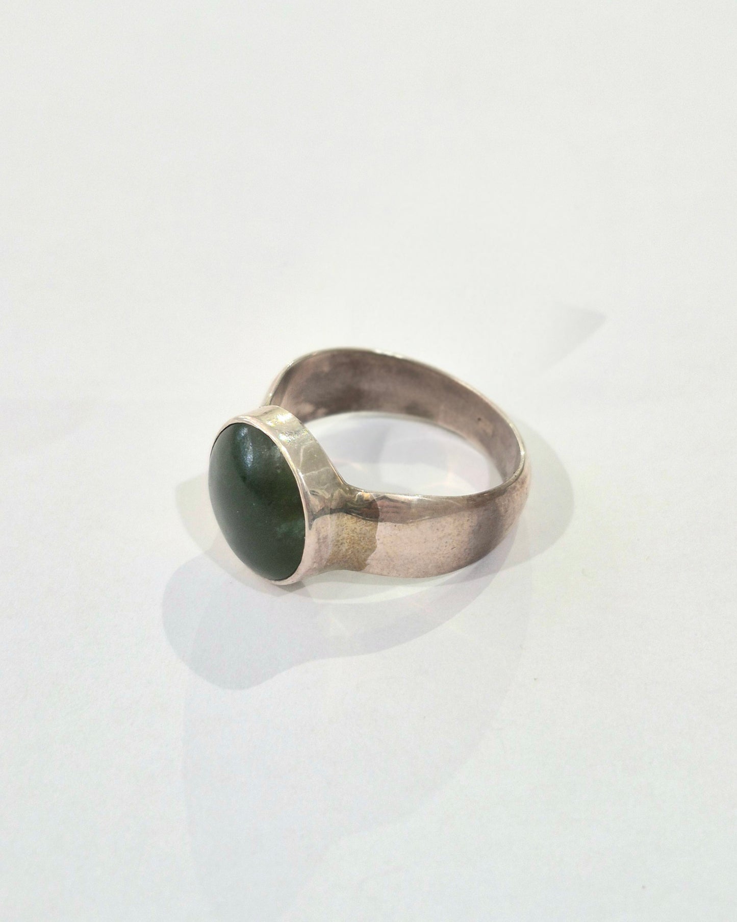 Pounamu Round Silver Ring