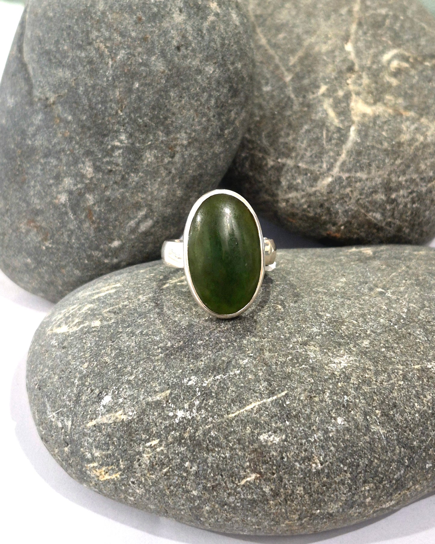 Pounamu Silver Oval Ring
