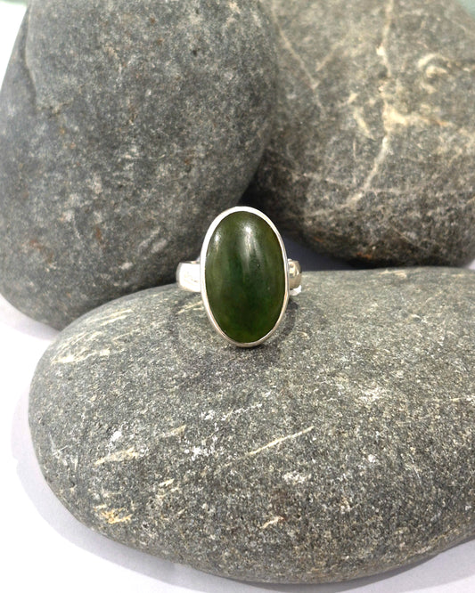 Pounamu Silver Oval Ring