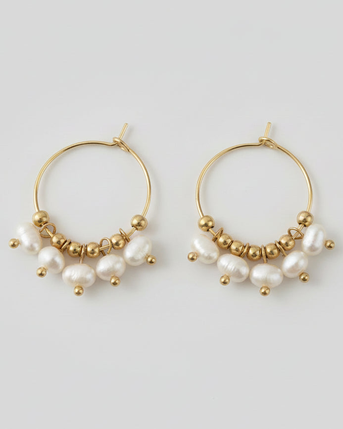 Trina Pearl Bead Earrings Gold & Silver