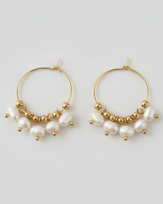 Trina Pearl Bead Earrings Gold & Silver