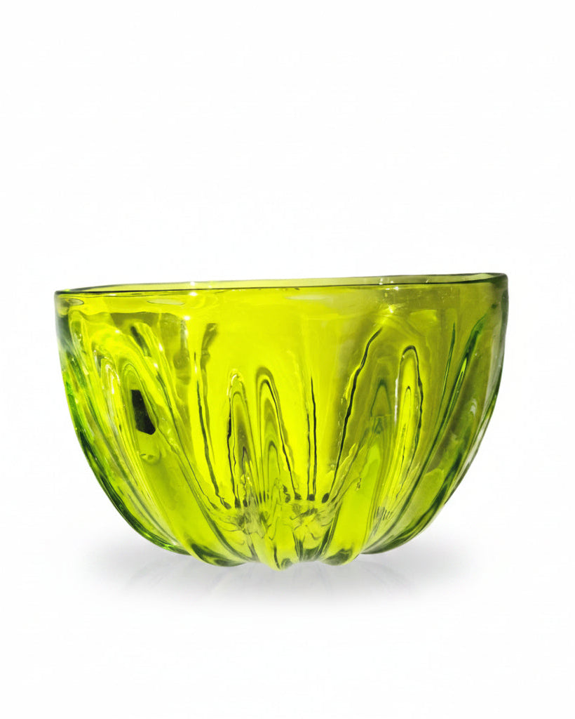 Lime Fluted Glass Bowl