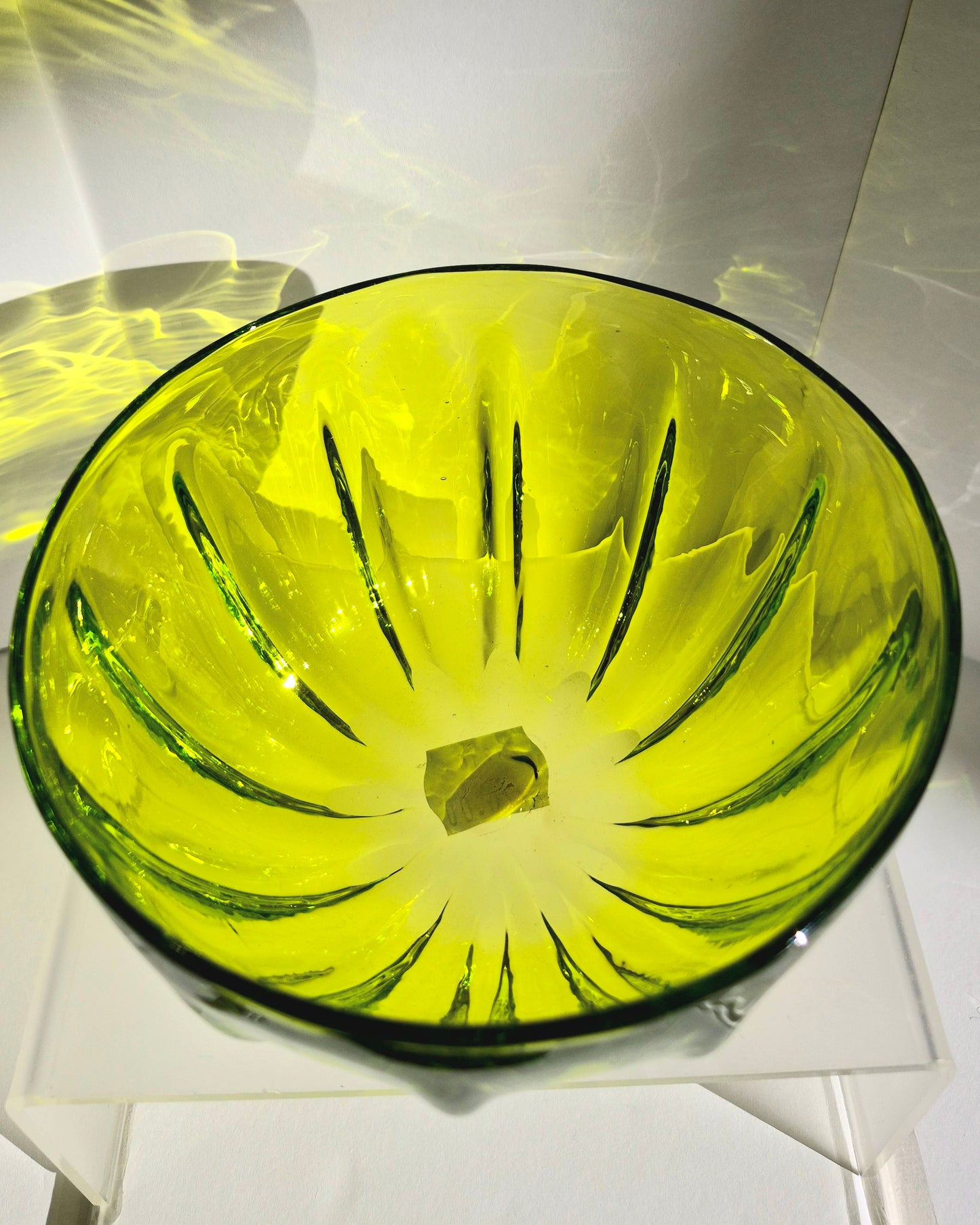 Lime Fluted Glass Bowl