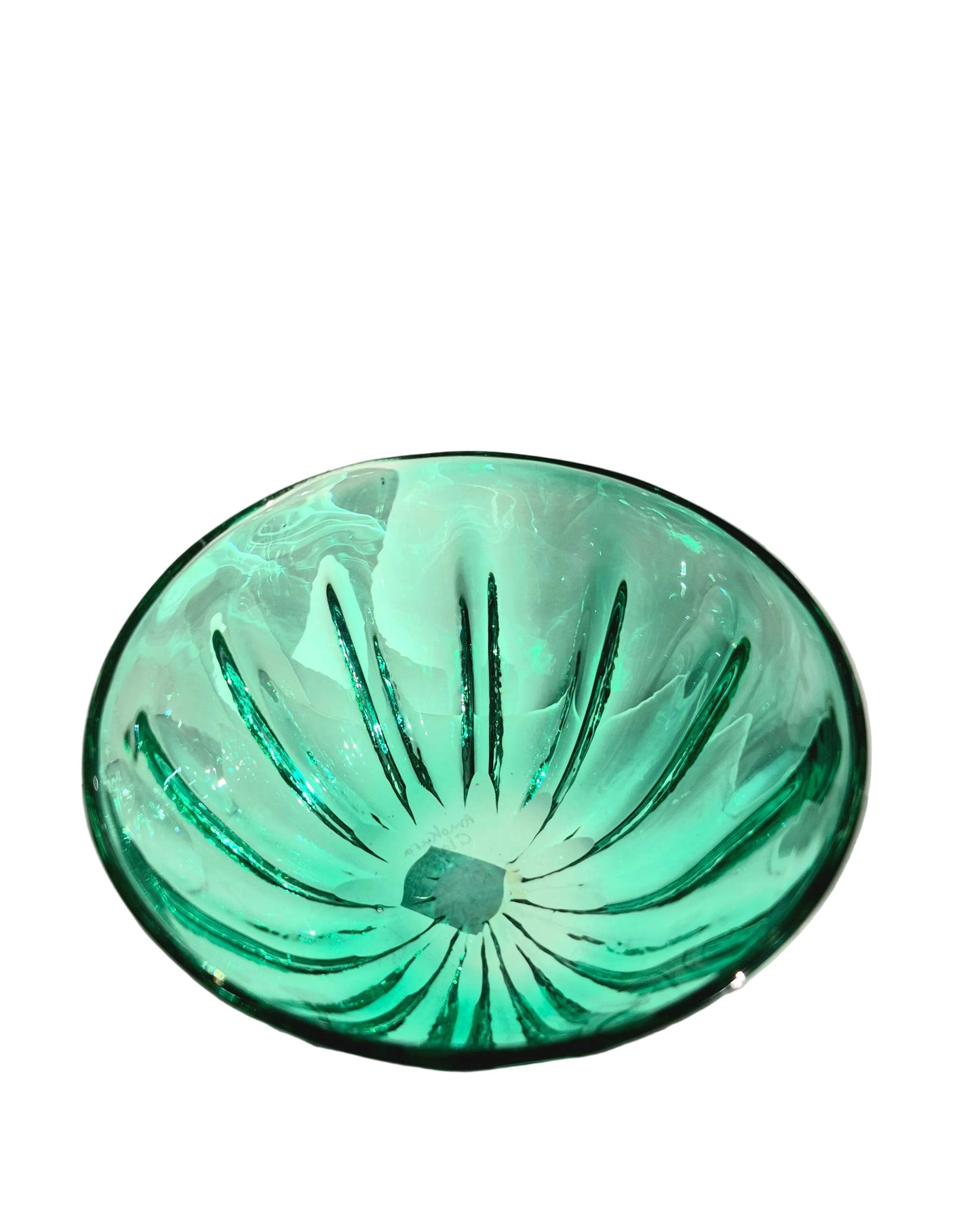 Green Fluted Glass Bowl