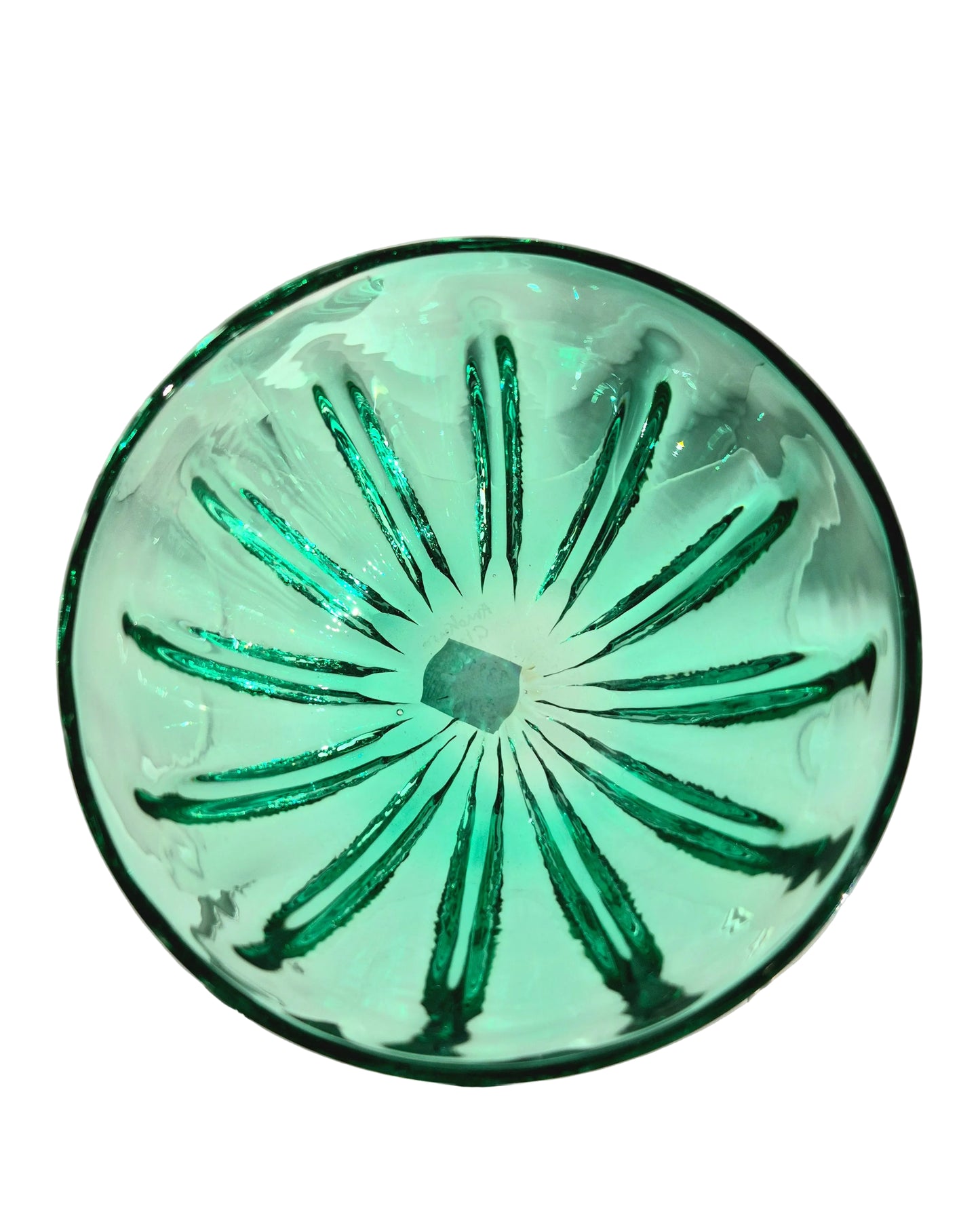 Green Fluted Glass Bowl