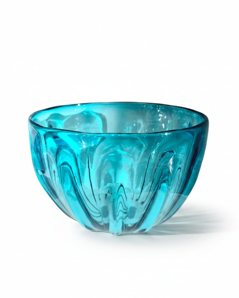 Teal Fluted Glass Bowl
