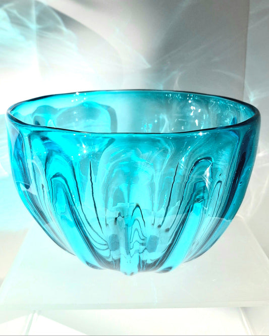 Teal Fluted Glass Bowl