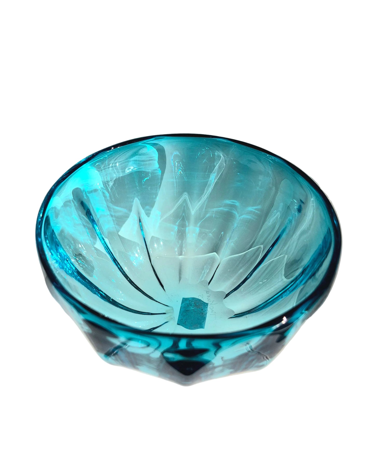 Teal Fluted Glass Bowl