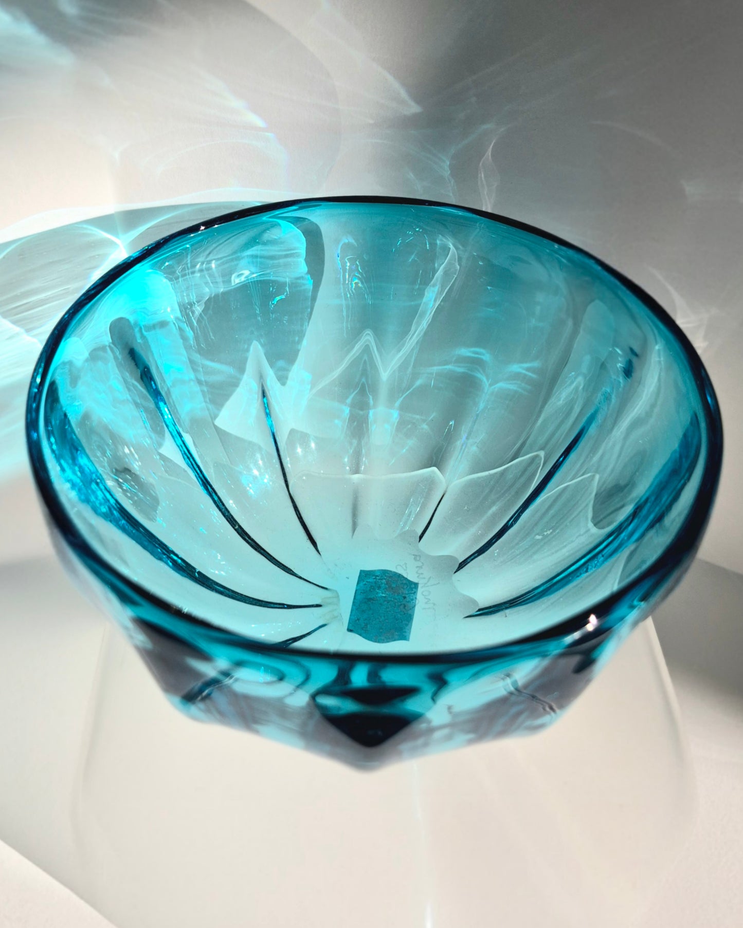 Teal Fluted Glass Bowl