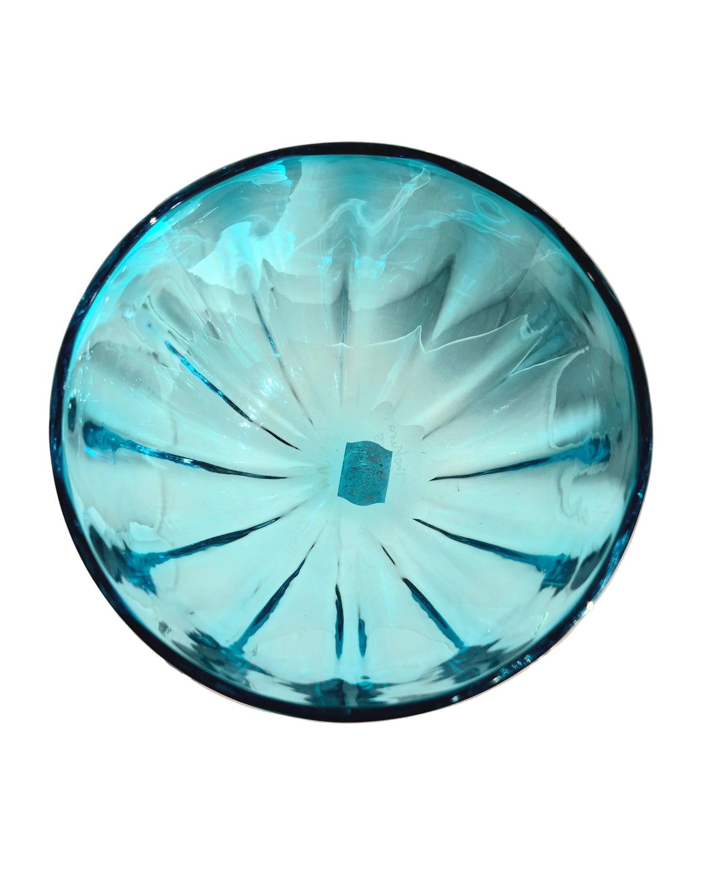 Teal Fluted Glass Bowl