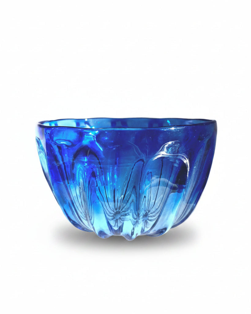 Blue Fluted Glass Bowl