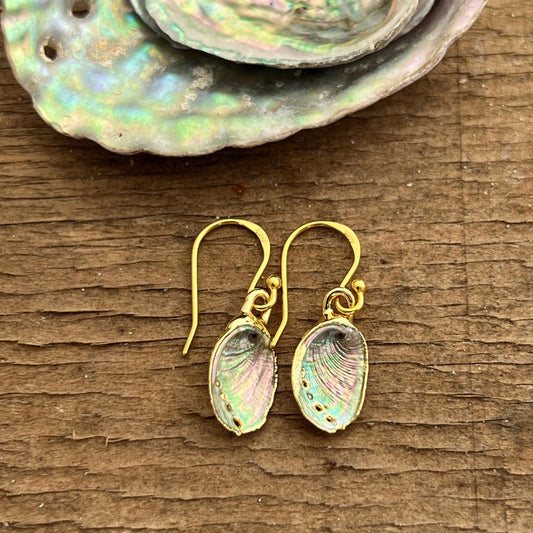 Paua Shell Gold Dipped French Hook Earrings