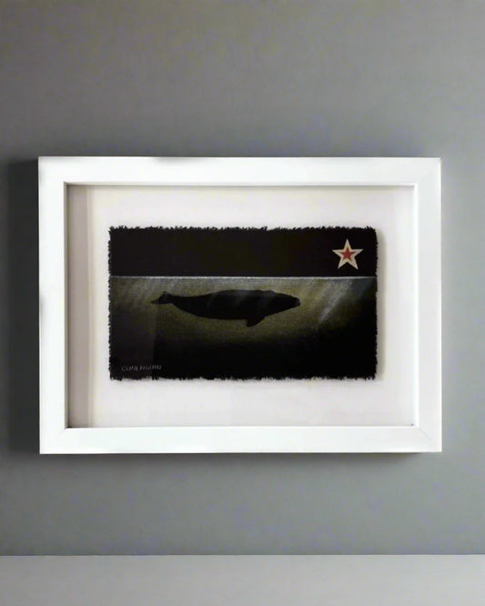 Framed Whale in Yellow