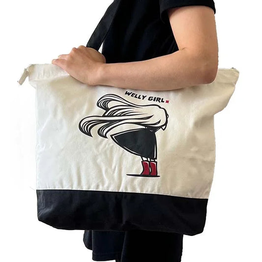 Windy Welly Girl Yellow Large Zip Tote Bag