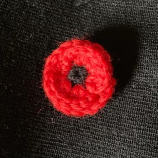 Crochet Anzac poppy Brooch