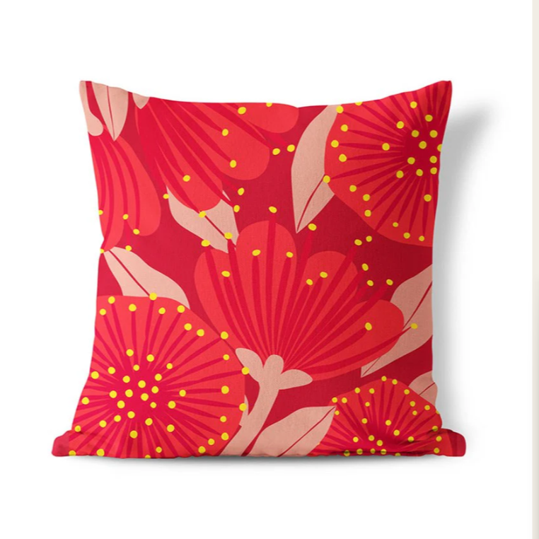 Bright Botanical Red Pohutukawa Cushion Cover