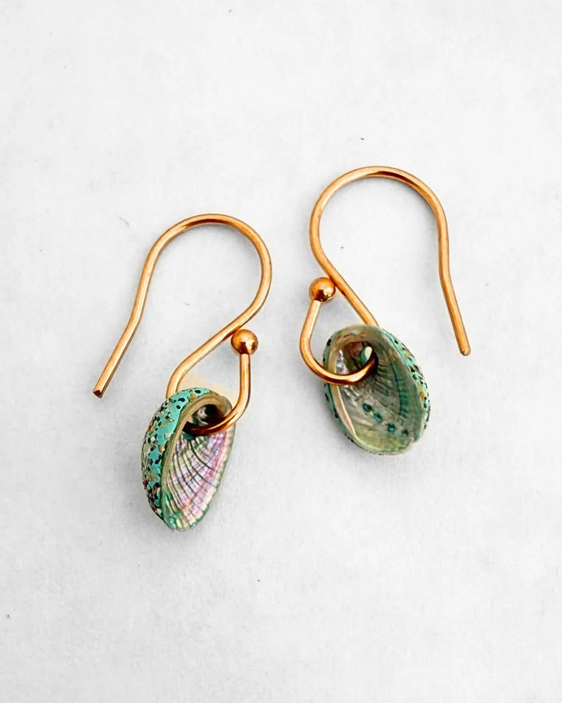 Tiny Farm Pāua Shell Hook Earrings