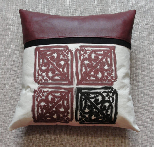 Pā o te hā - Cushion in Maroon and Leather