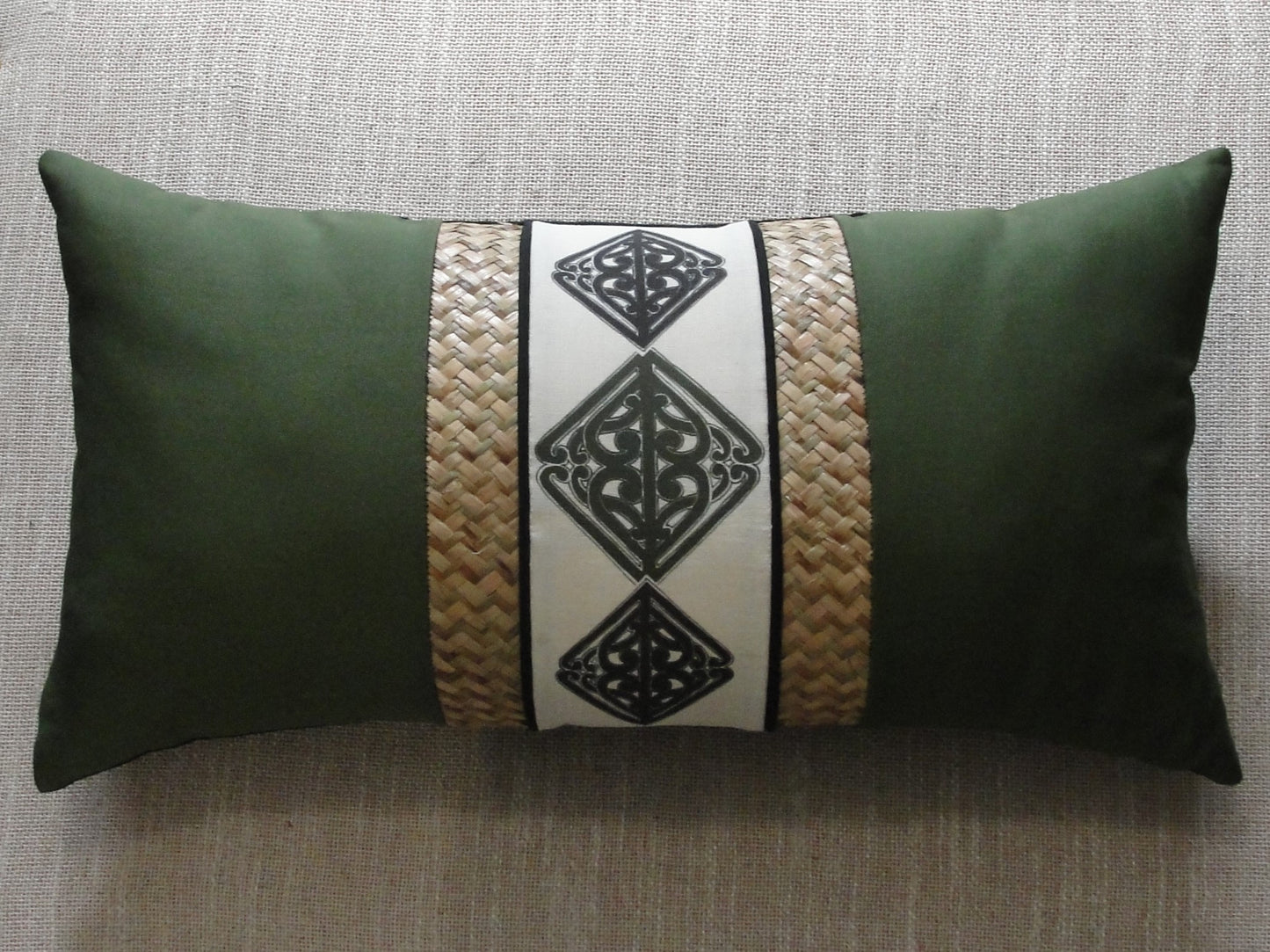 Pā o te hā - Cushion in Bottle Green (rectangular)